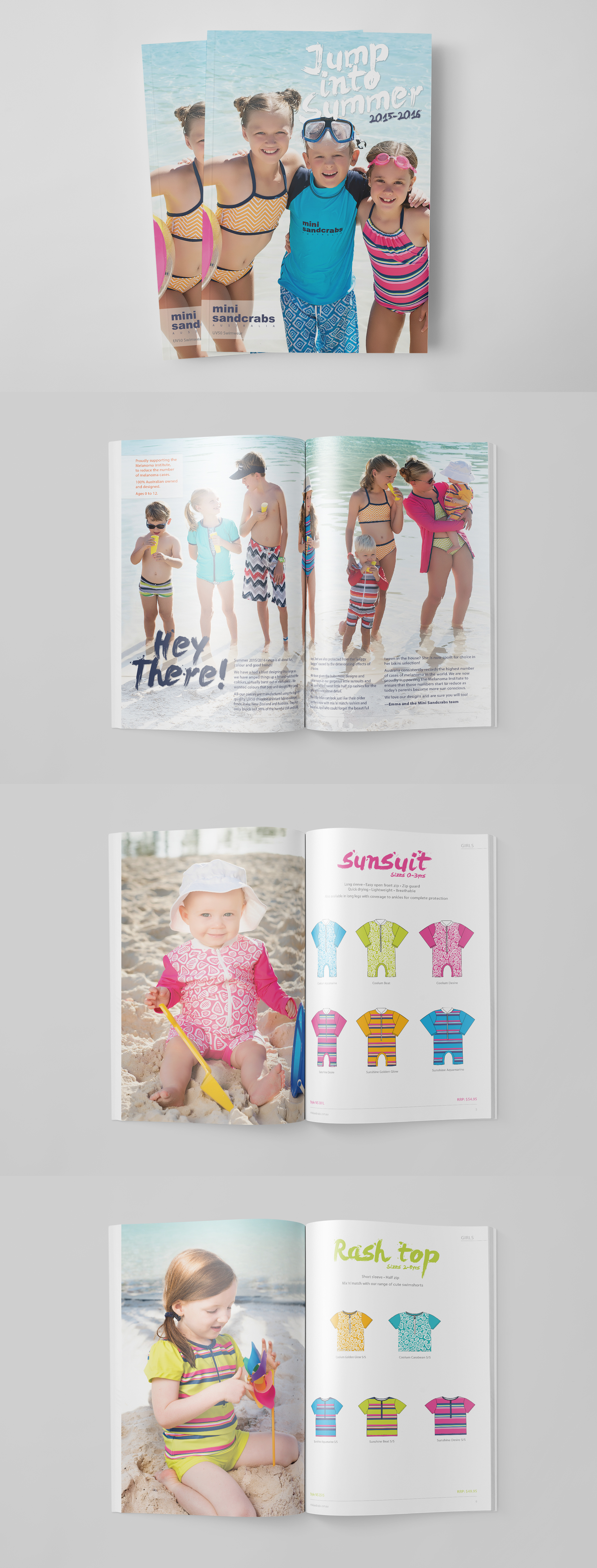 Mini Sandcrabs children's swimsuit range